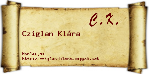 Cziglan Klára névjegykártya